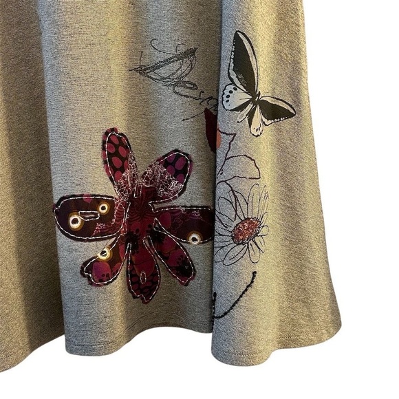 Desigual Women's Floral Embroidered Embellished Flare Skirt Purple Black Size L - Picture 3 of 12